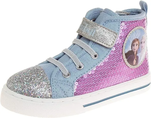 Frozen Sneakers Casual Canvas - Kids Girls Anna Elsa Character Slip on Shoes (Sizes Toddler - Little Kid)