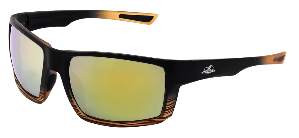 Global Glove & Safety BH26719PFT Sawfish™ Gold Mirror Performance Fog Technology Polarized Lens, Tortoise/Black Frame