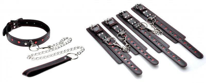 Heartache 5 Piece Heart Accented Bondage Set