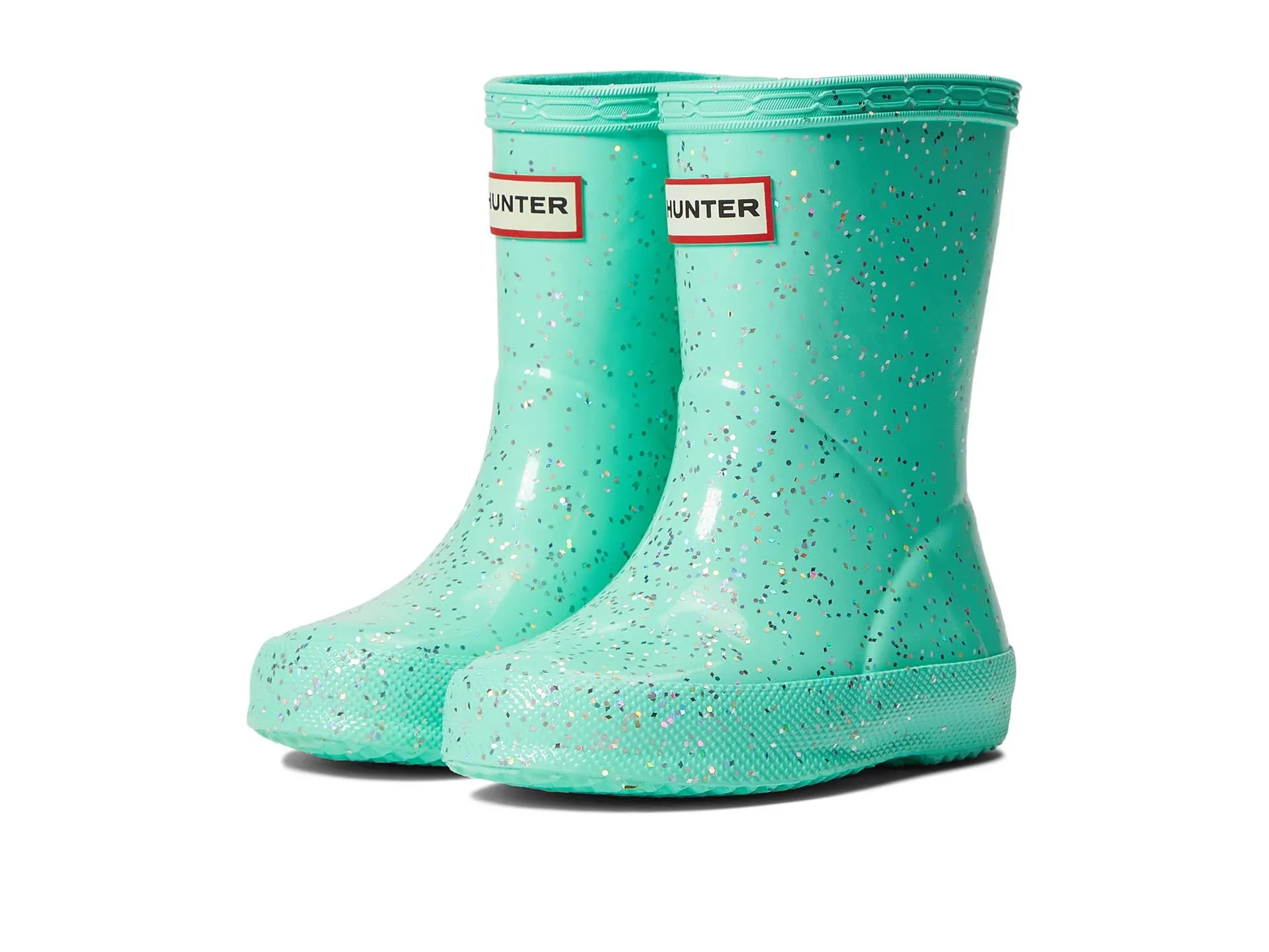 Hunter Kids Original First Classic Giant Glitter Wellington Boots (Toddler/Little Kid) - Boots for Kids Wild Mint 13 Little Kid M