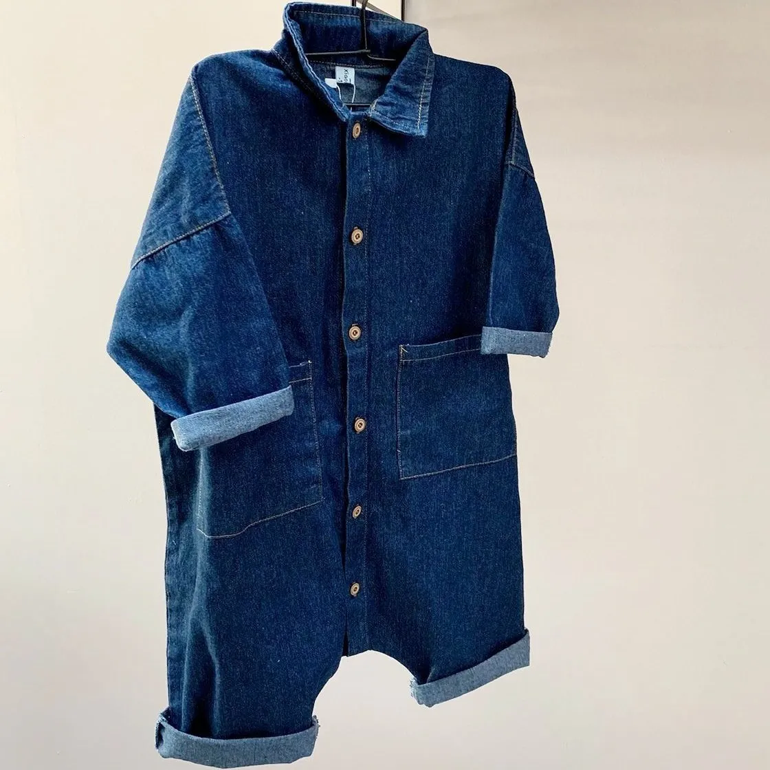 I Love My Mummy Romper Overalls (Blue Denim)