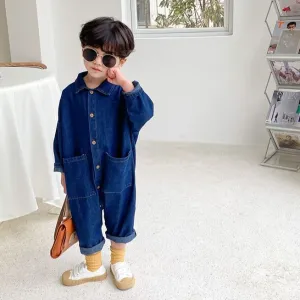 I Love My Mummy Romper Overalls (Blue Denim)