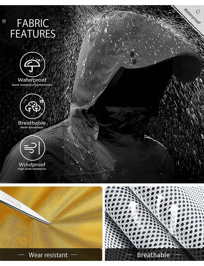 iCreek Men's Rain Suit Waterproof Rain jacket Breathable Lightweight Raincoat with Hooded Rain Gear for Leisure, Outdoor(Yellow）
