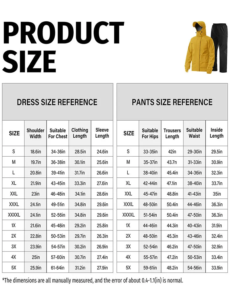 iCreek Men's Rain Suit Waterproof Rain jacket Breathable Lightweight Raincoat with Hooded Rain Gear for Leisure, Outdoor(Yellow）