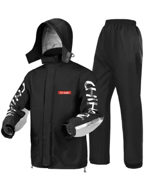iCreek Motorcycle Rain Suit for Men&Women Waterproof Raincoat Outdoor with Hood