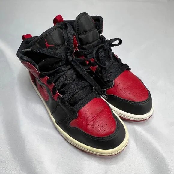 Jordan 1 Mid PS Banned 2020 Size 3y Shoes Nike Air Black Red 640734-074 Kid