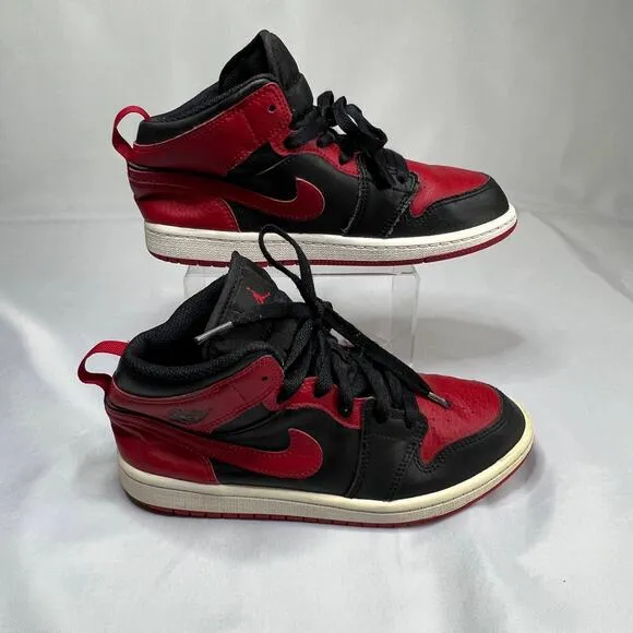 Jordan 1 Mid PS Banned 2020 Size 3y Shoes Nike Air Black Red 640734-074 Kid