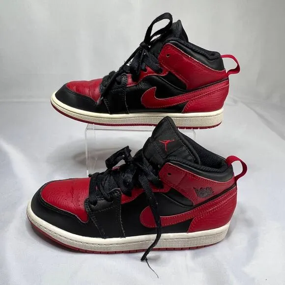 Jordan 1 Mid PS Banned 2020 Size 3y Shoes Nike Air Black Red 640734-074 Kid