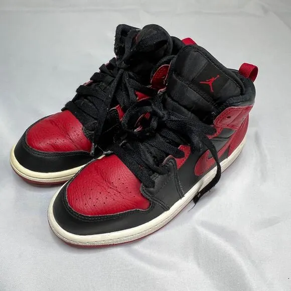 Jordan 1 Mid PS Banned 2020 Size 3y Shoes Nike Air Black Red 640734-074 Kid