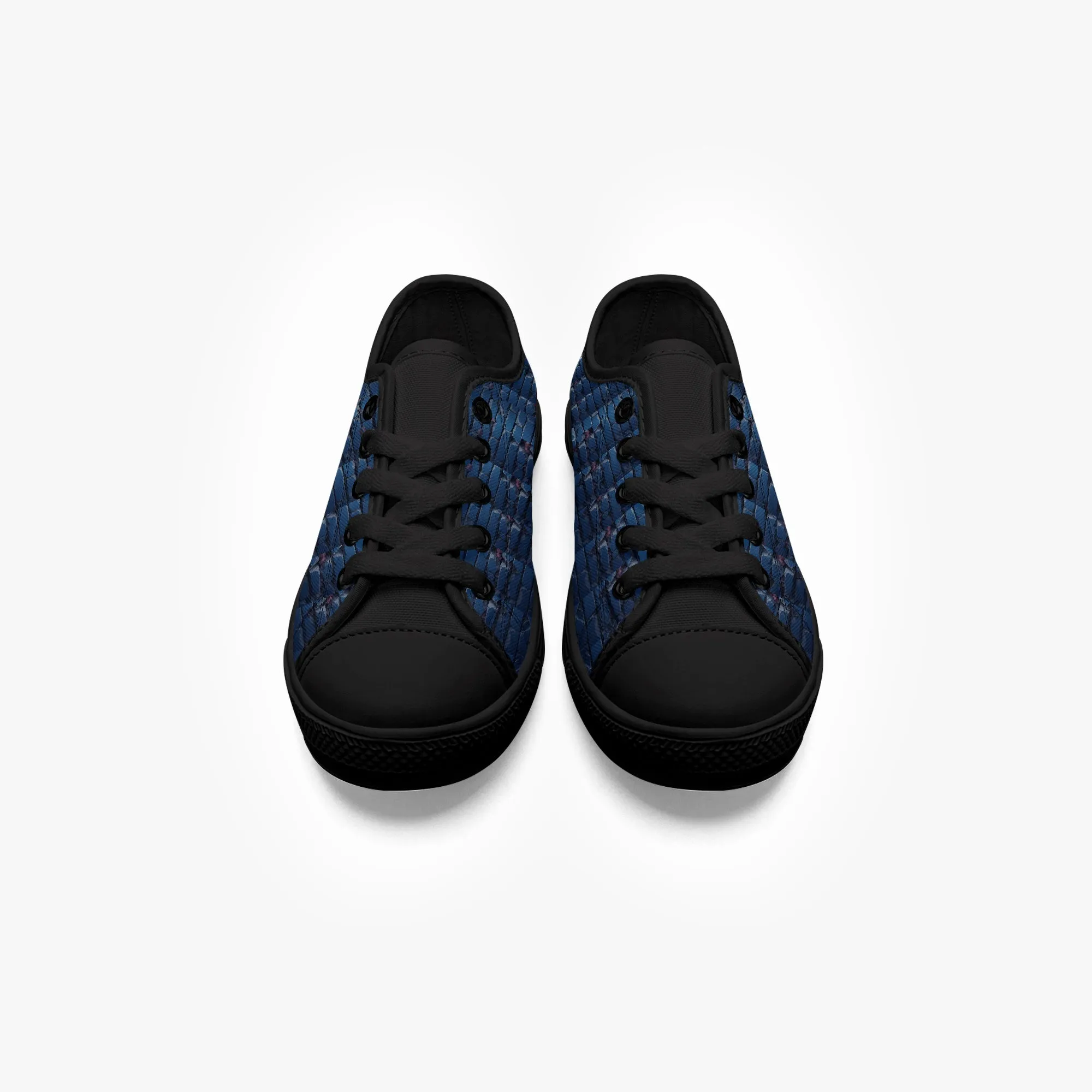 Kid’s Low-Top Canvas Shoes-Black Kids' Low-Top Canvas Shoes – Cartoon 3D Robot Breaking Through Crack Wall