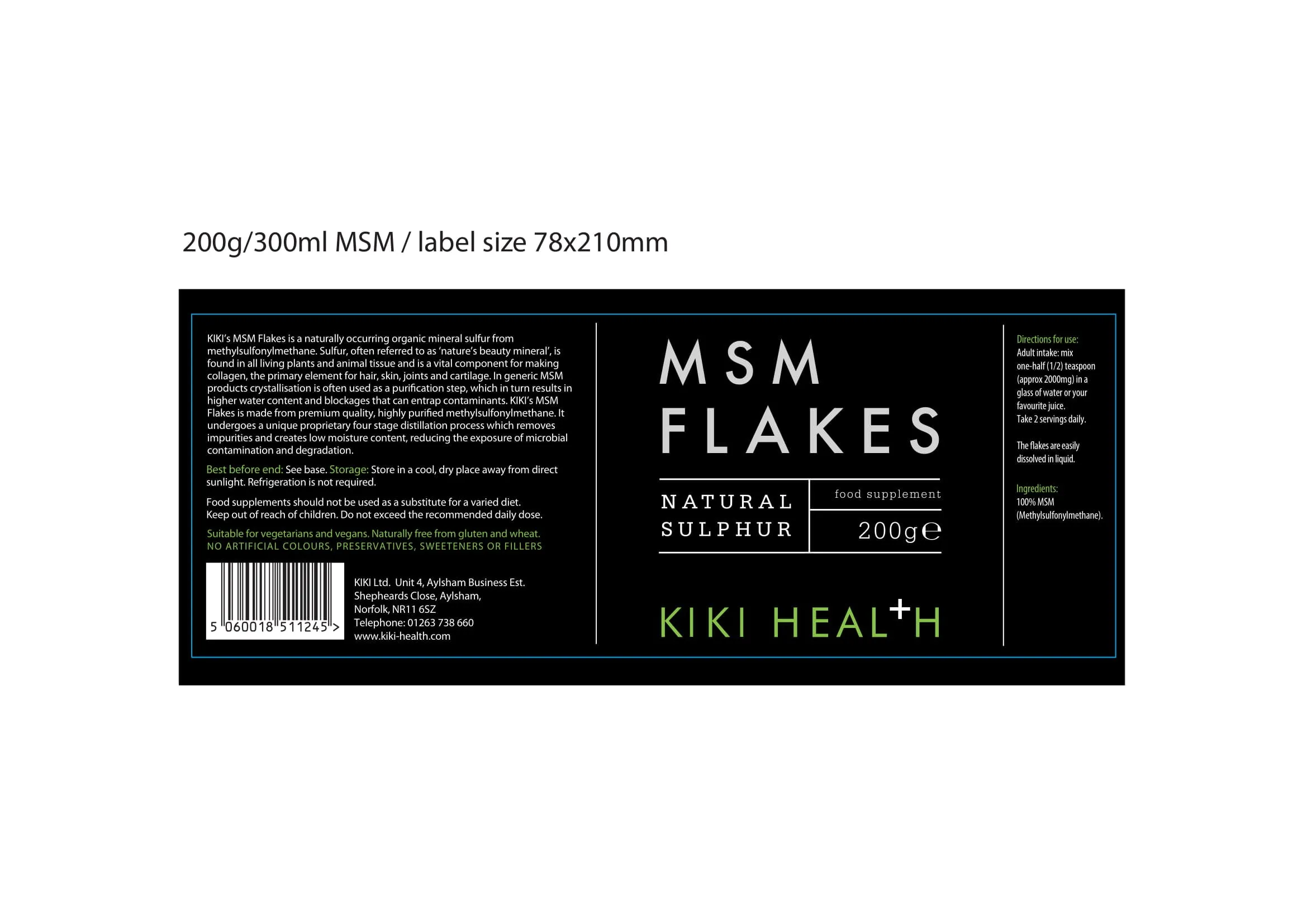 Kiki Health MSM Flakes 200g