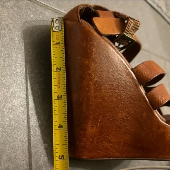 Kork-Ease Platform wedge heels rusty brown leather, strappy, size 38 size 7