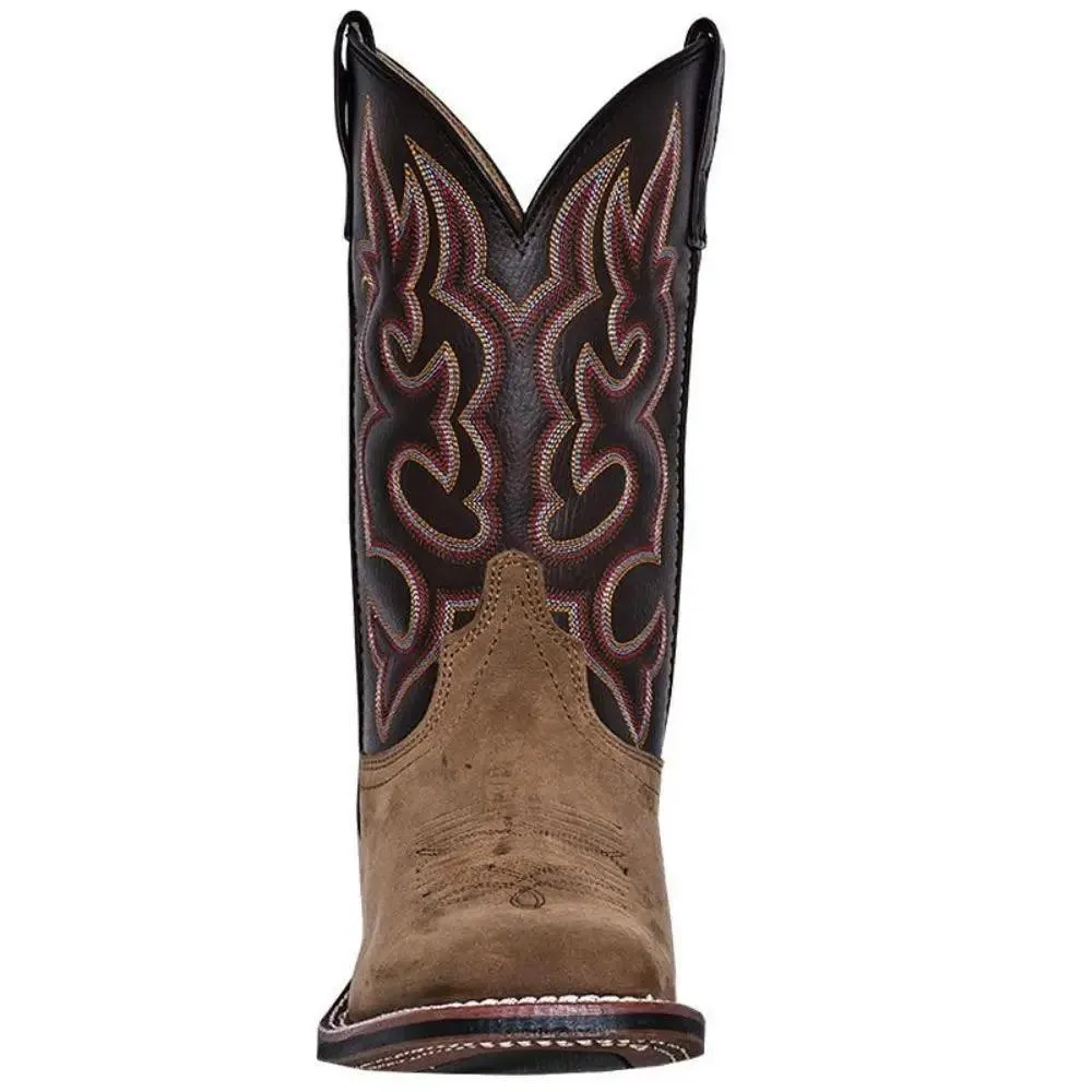 Laredo Men's Lodi Taupe Square Toe Chocolate Leather Western Boot 7898