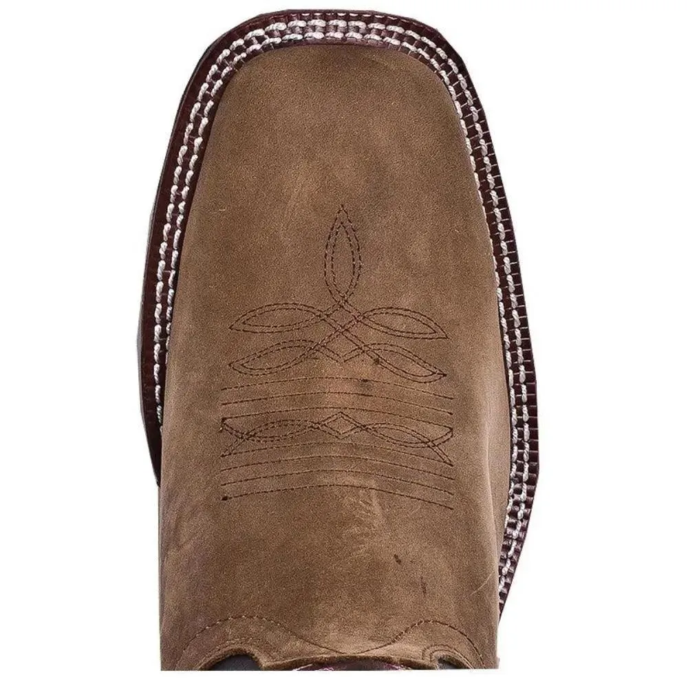 Laredo Men's Lodi Taupe Square Toe Chocolate Leather Western Boot 7898