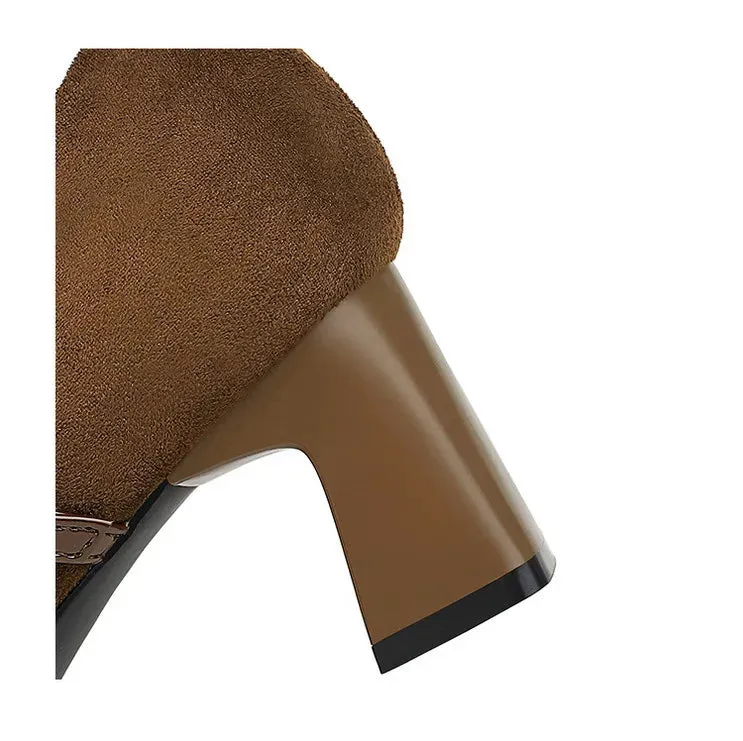 Leopard Print Women Pumps Suede Middle Heel Shoes Sexy Mary Jane Shoes Rhinestone Buckle Ladies Shoe Square Head
