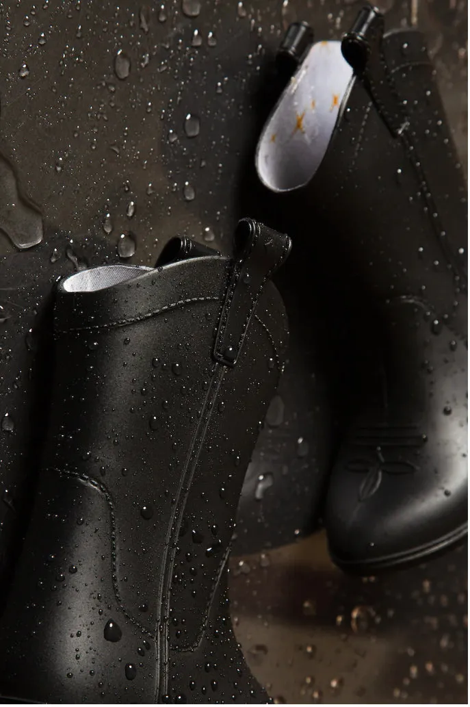 Midnight Black Toddler All Weather Rubber Cowboy Boots