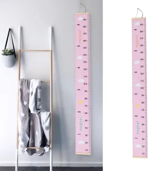 NEW Baby Growth Height Chart, Accurate Baby Height Growth Chart Ruler Removable Canvas Wall Hanging Measurement Chart for Home (Pink Cloud)
