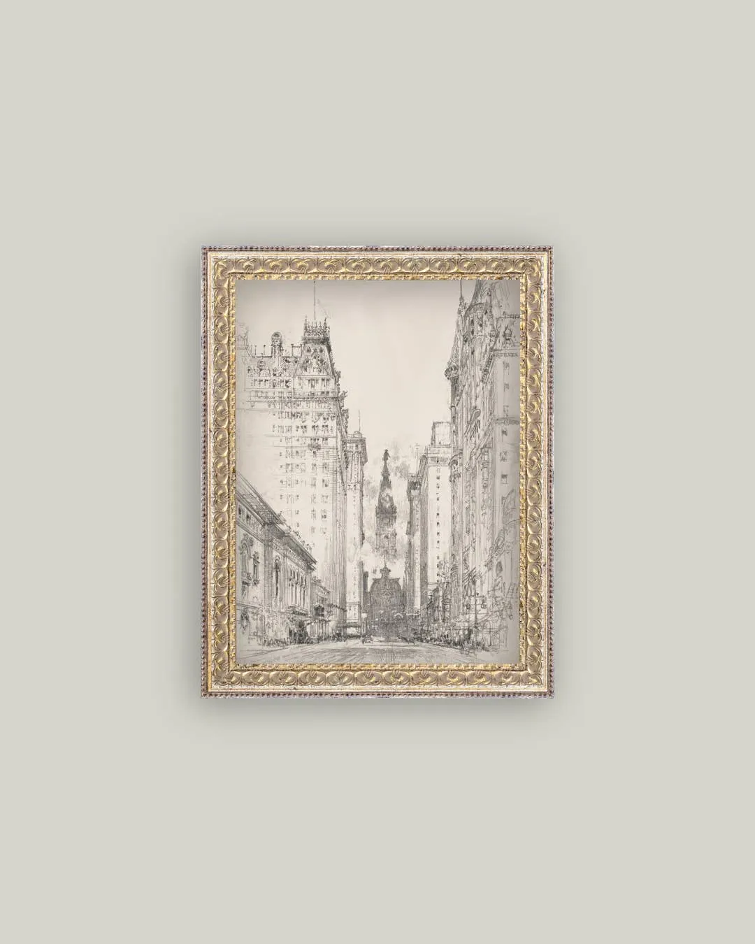 New York Sketch Framed Antique Art