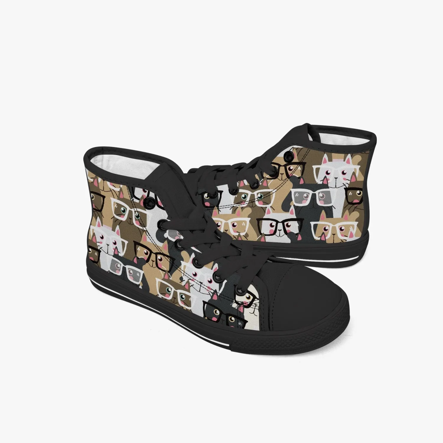 niche era. Girl's High-Top Canvas Shoes-Black