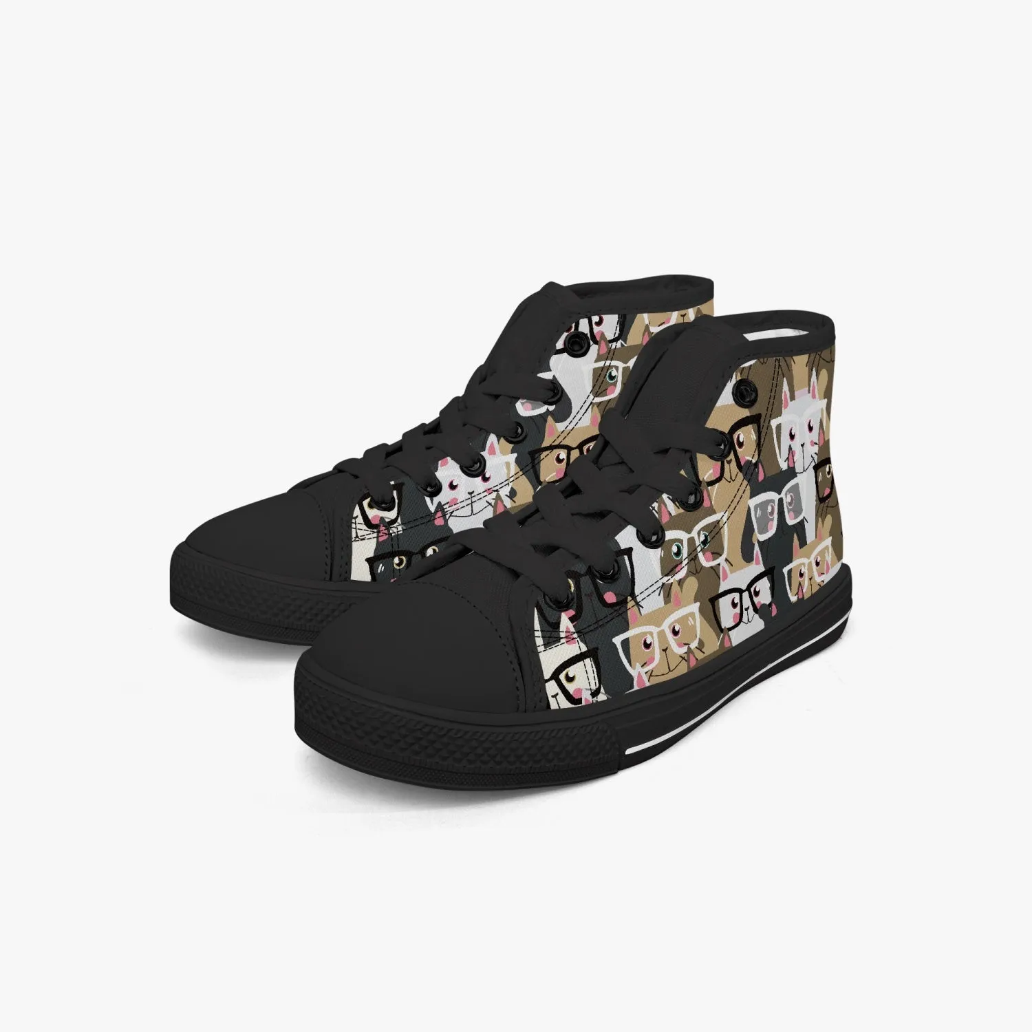 niche era. Girl's High-Top Canvas Shoes-Black