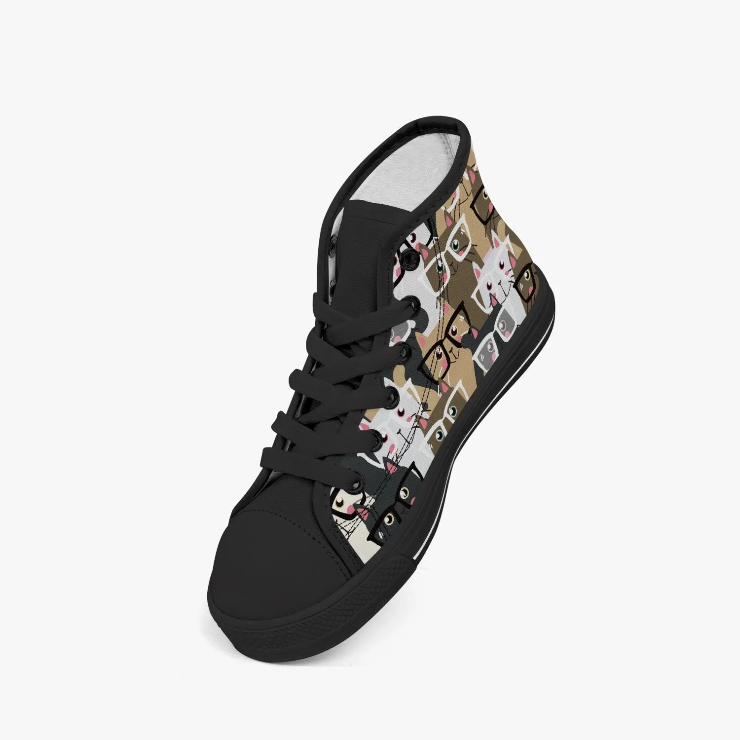 niche era. Girl's High-Top Canvas Shoes-Black