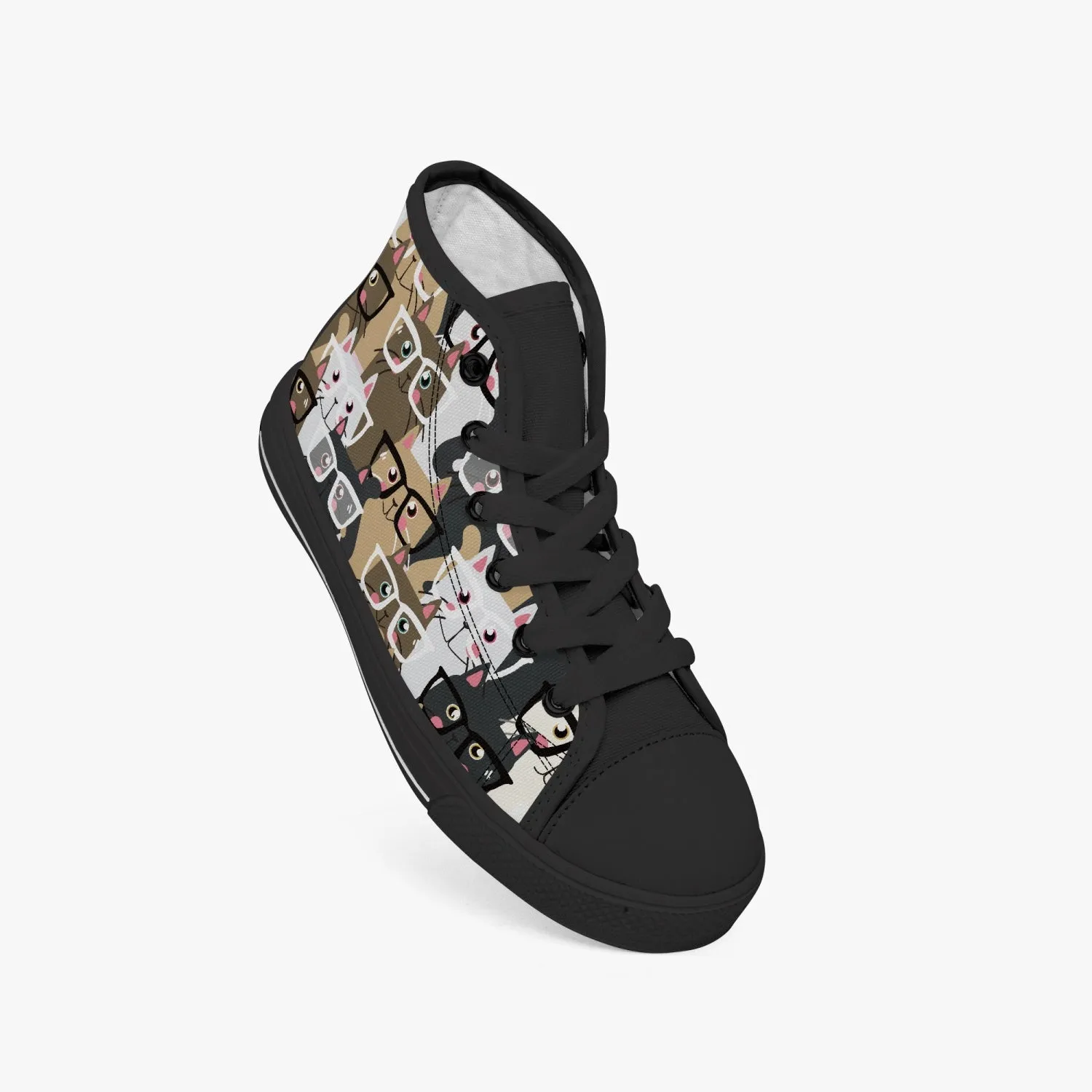 niche era. Girl's High-Top Canvas Shoes-Black