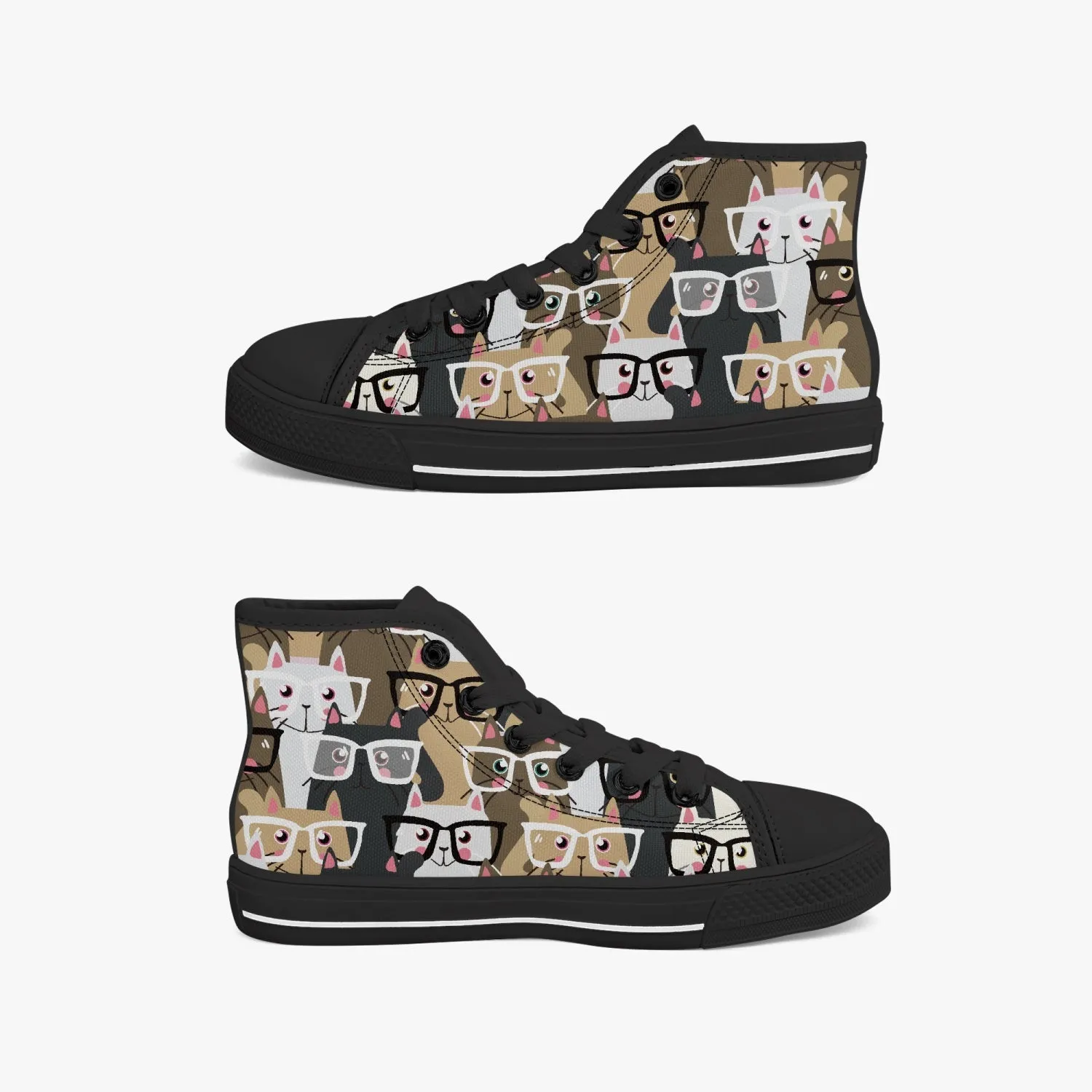 niche era. Girl's High-Top Canvas Shoes-Black