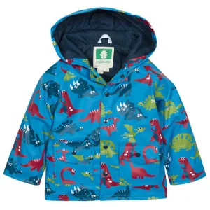 Oakiwear Lined Raincoat Jacket, Blue Dinosaurs Dry and Warm