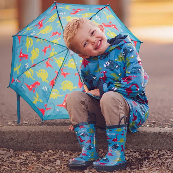 Oakiwear Lined Raincoat Jacket, Blue Dinosaurs Dry and Warm