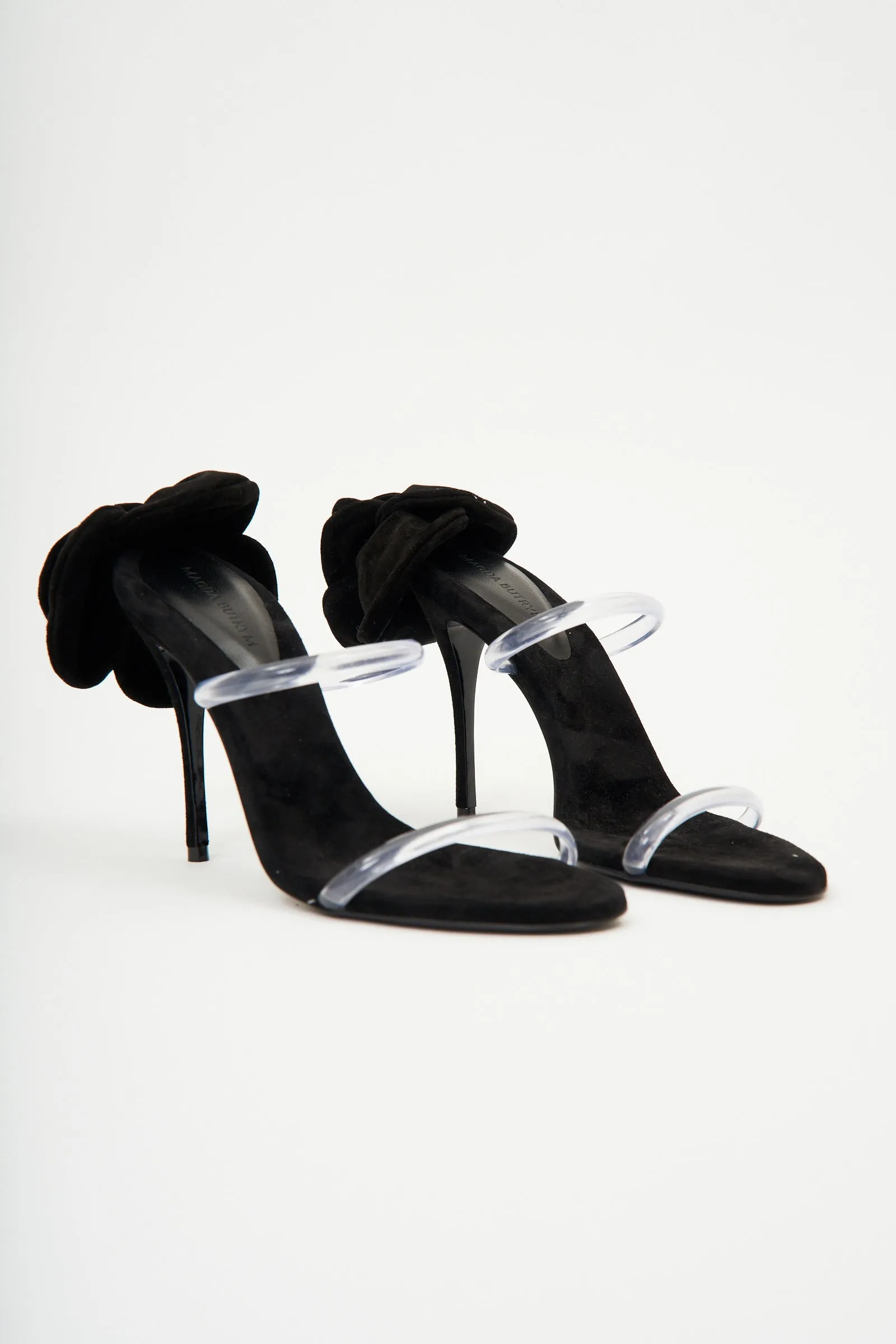 PVC Flower Heel Black Mule
