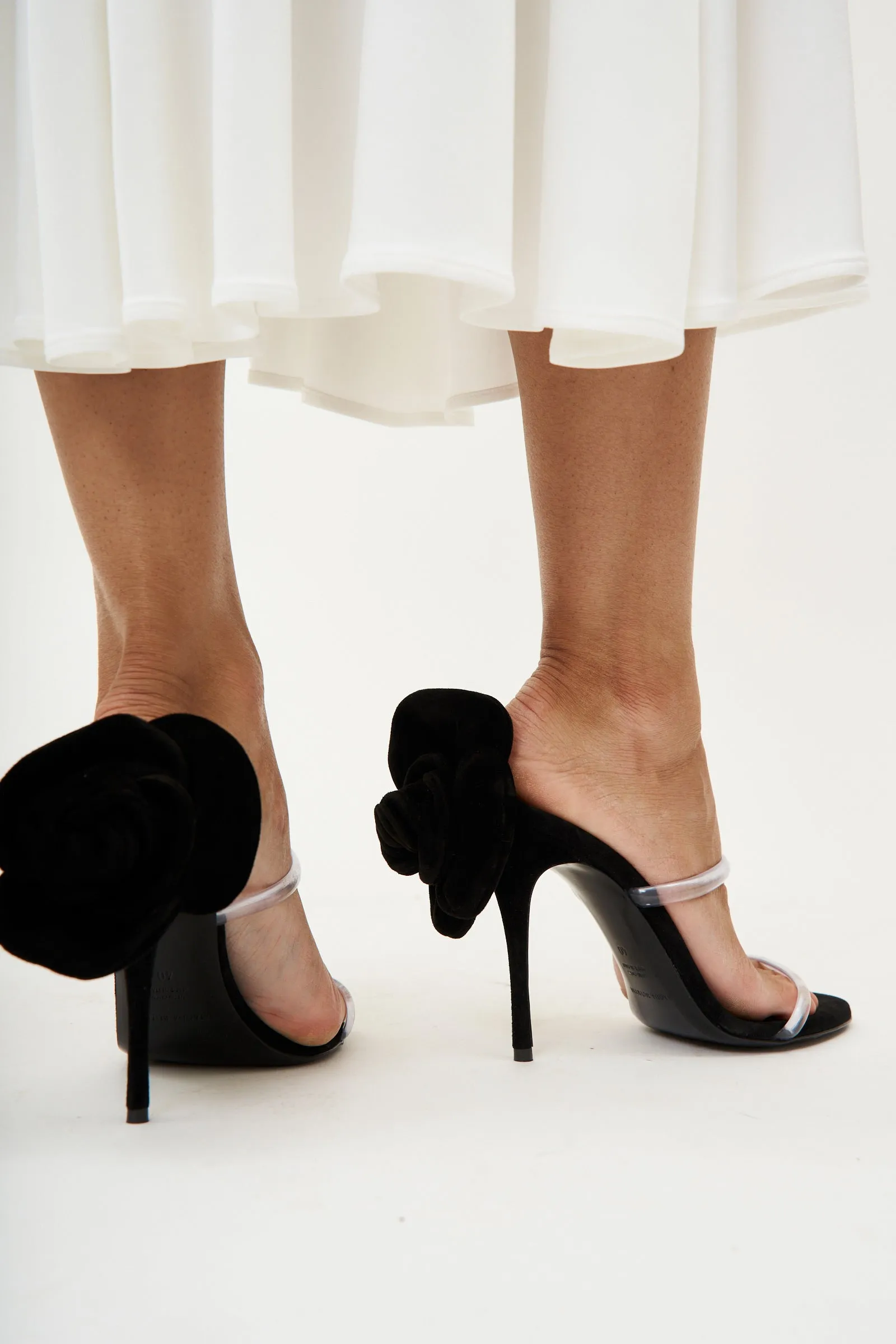 PVC Flower Heel Black Mule