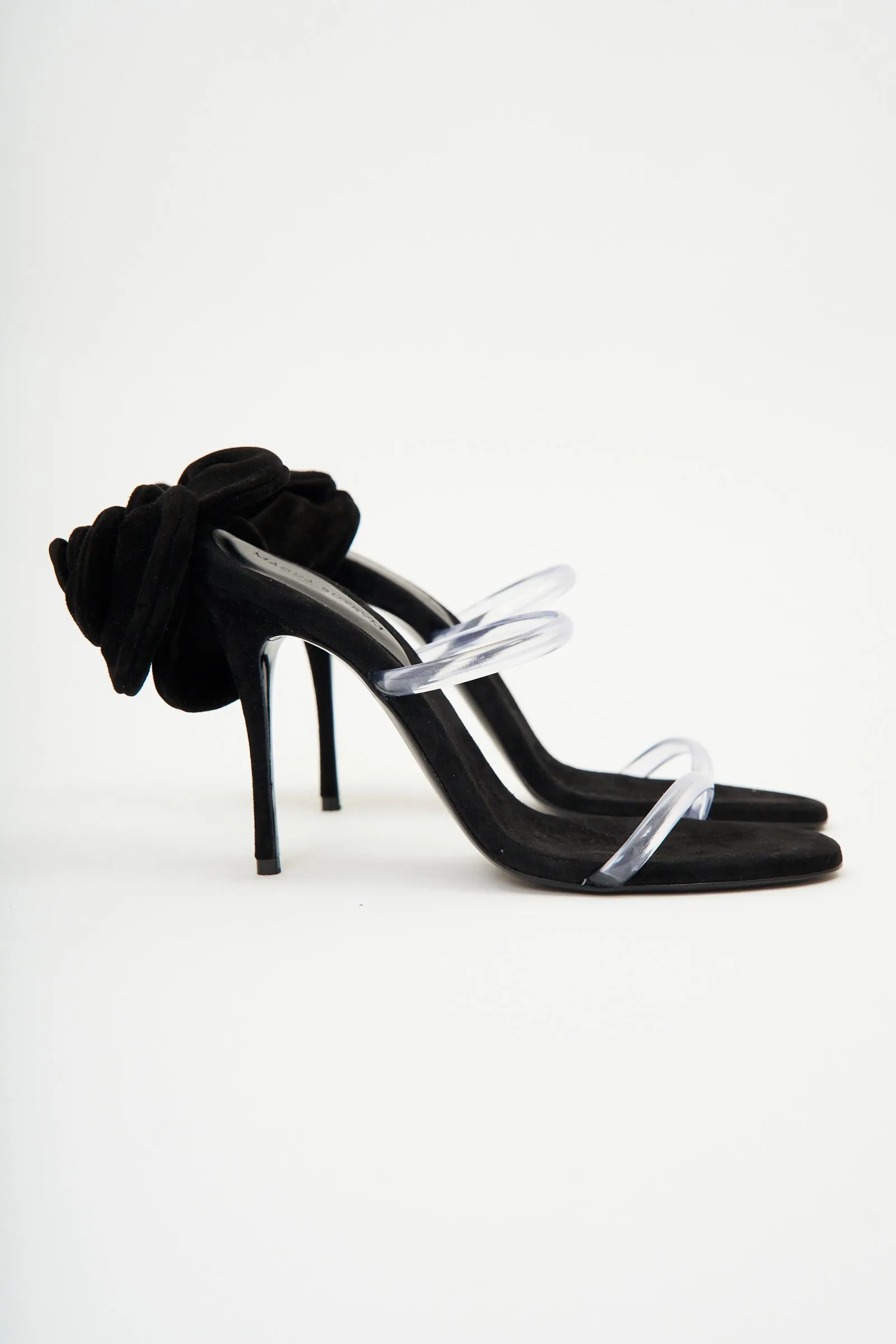 PVC Flower Heel Black Mule