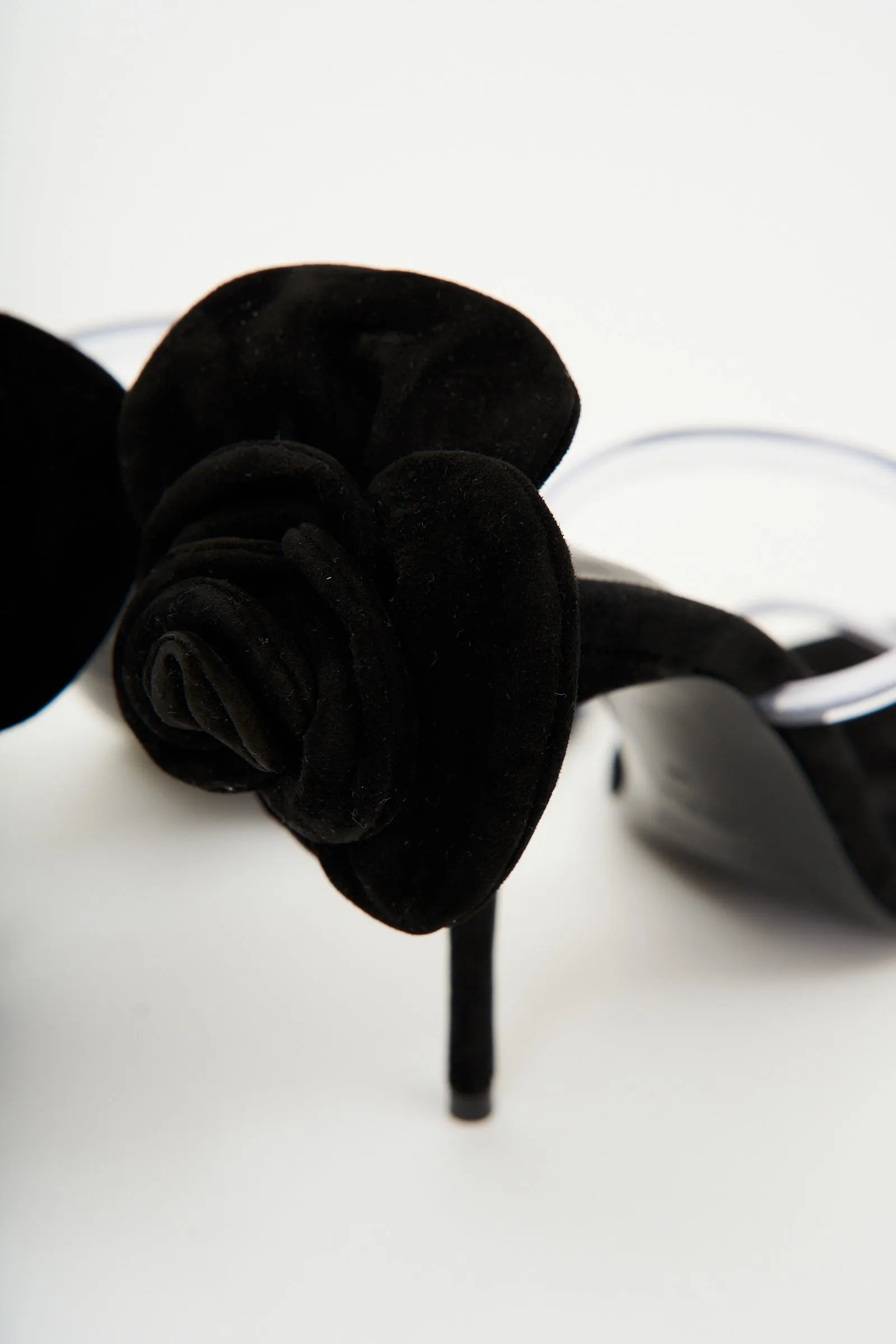 PVC Flower Heel Black Mule