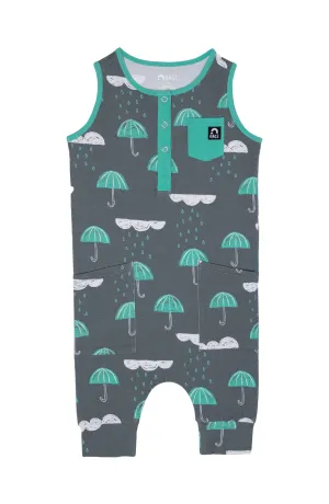 RAGS Tank Henley Capri Chest and Hip Pocket Rag Romper - Rainy Day