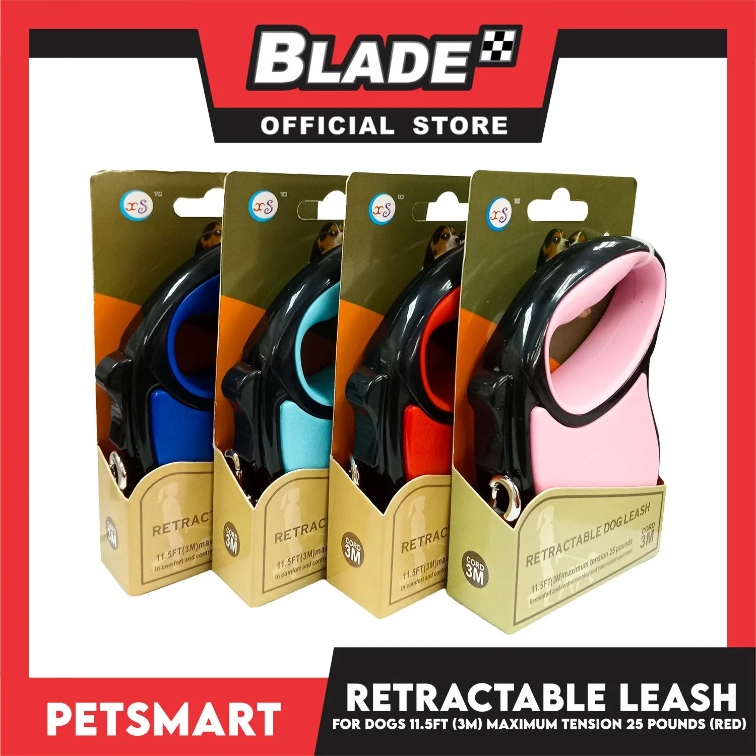 Retractable Leash for Dogs 11.5ft (3M) Maximum Tension 25pounds (Red)