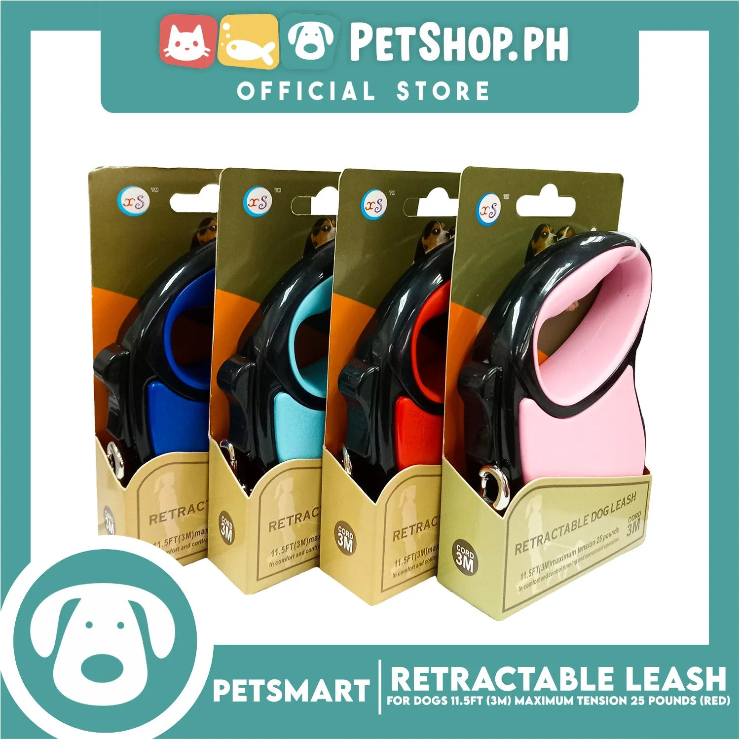 Retractable Leash for Dogs 11.5ft (3M) Maximum Tension 25pounds (Red)