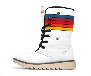 Retro Stripes On White Suede Snow Boots