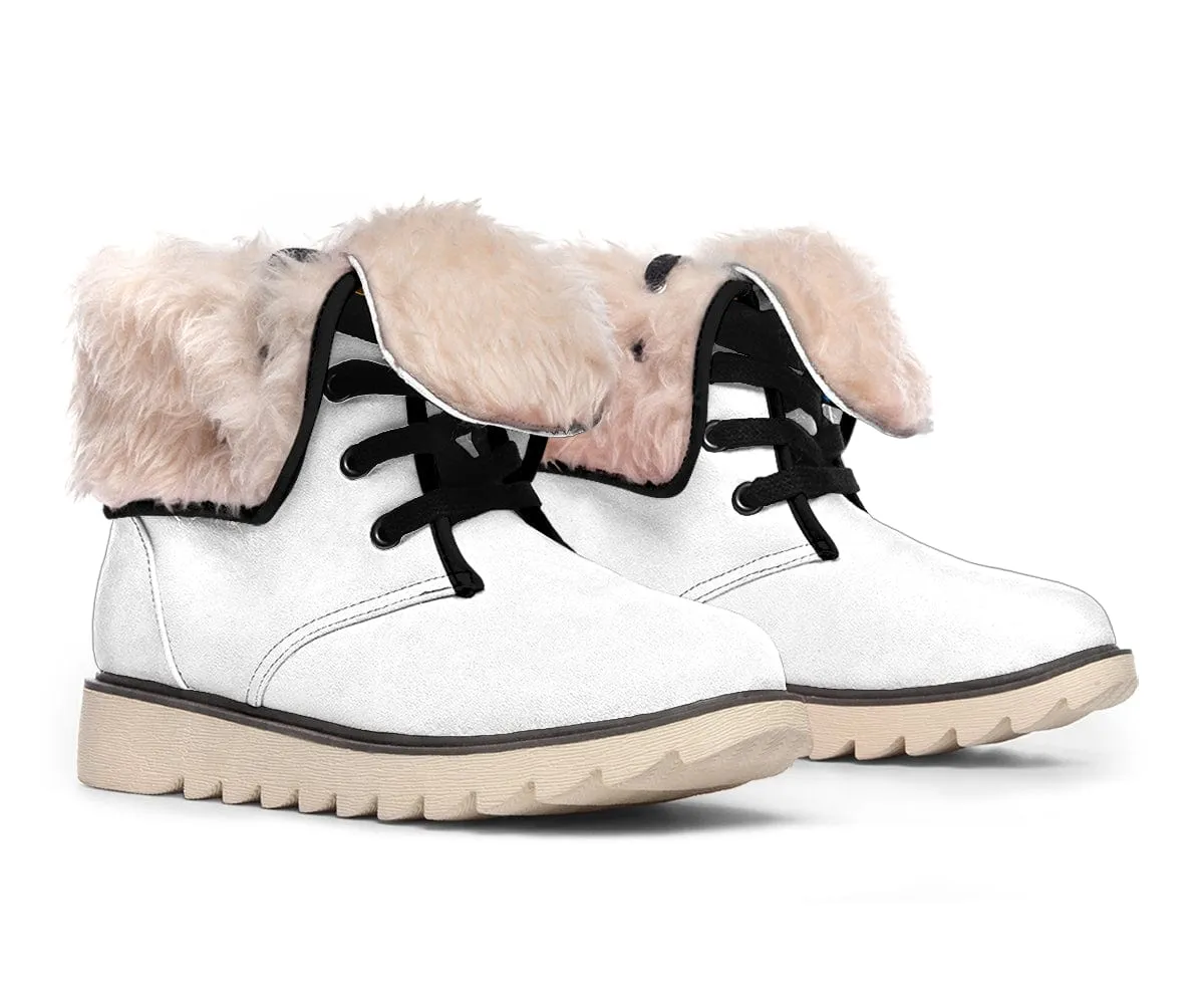 Retro Stripes On White Suede Snow Boots