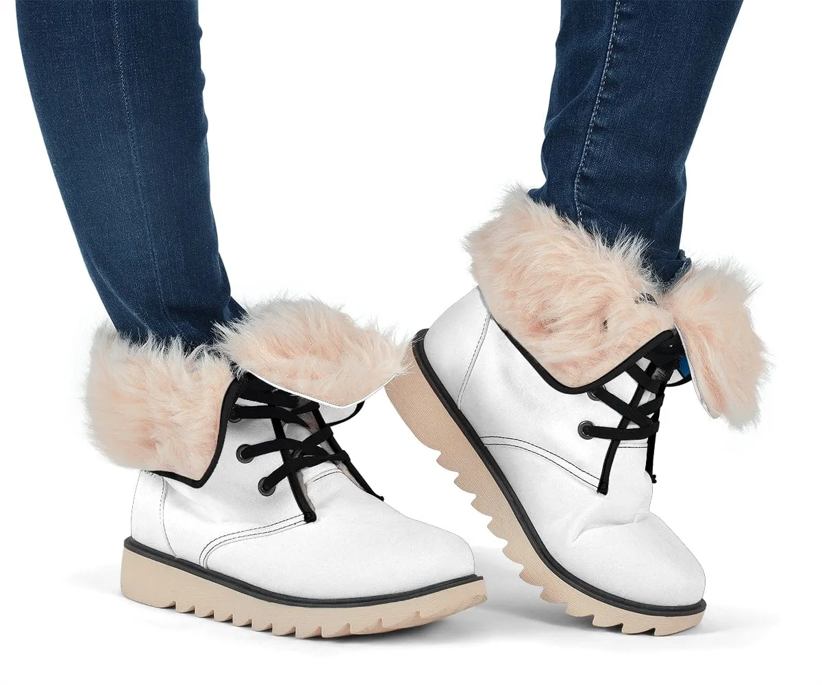 Retro Stripes On White Suede Snow Boots