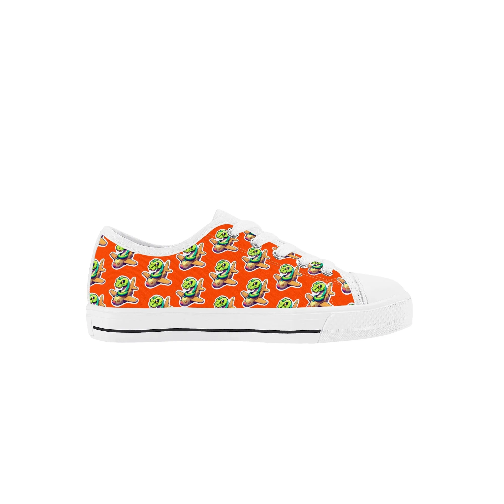 Snake On A Plane Kids Low Top Canvas Shoes