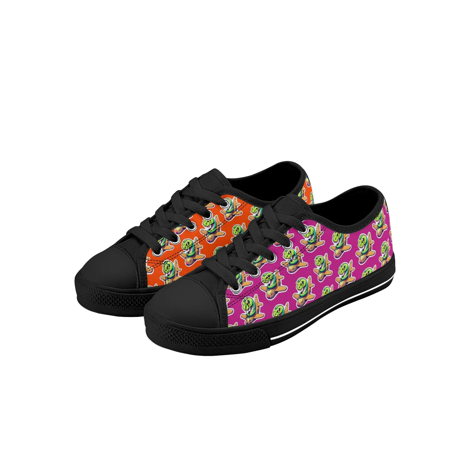 Snake On A Plane Kids Low Top Canvas Shoes