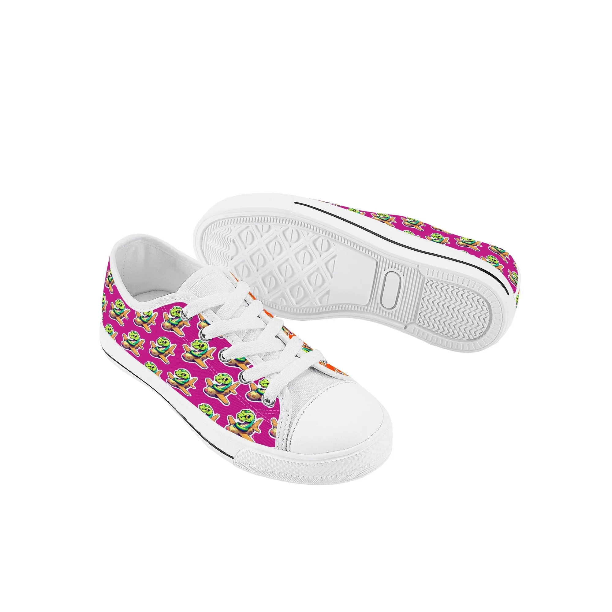 Snake On A Plane Kids Low Top Canvas Shoes