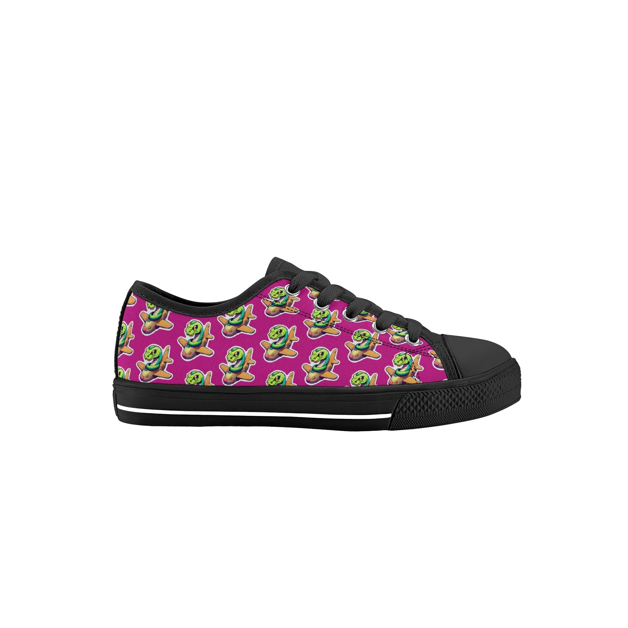 Snake On A Plane Kids Low Top Canvas Shoes