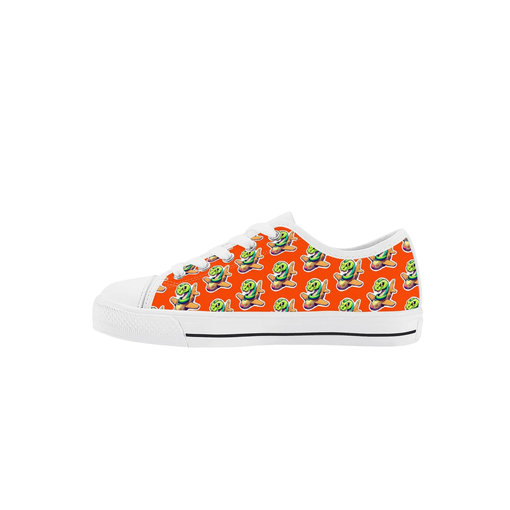 Snake On A Plane Kids Low Top Canvas Shoes