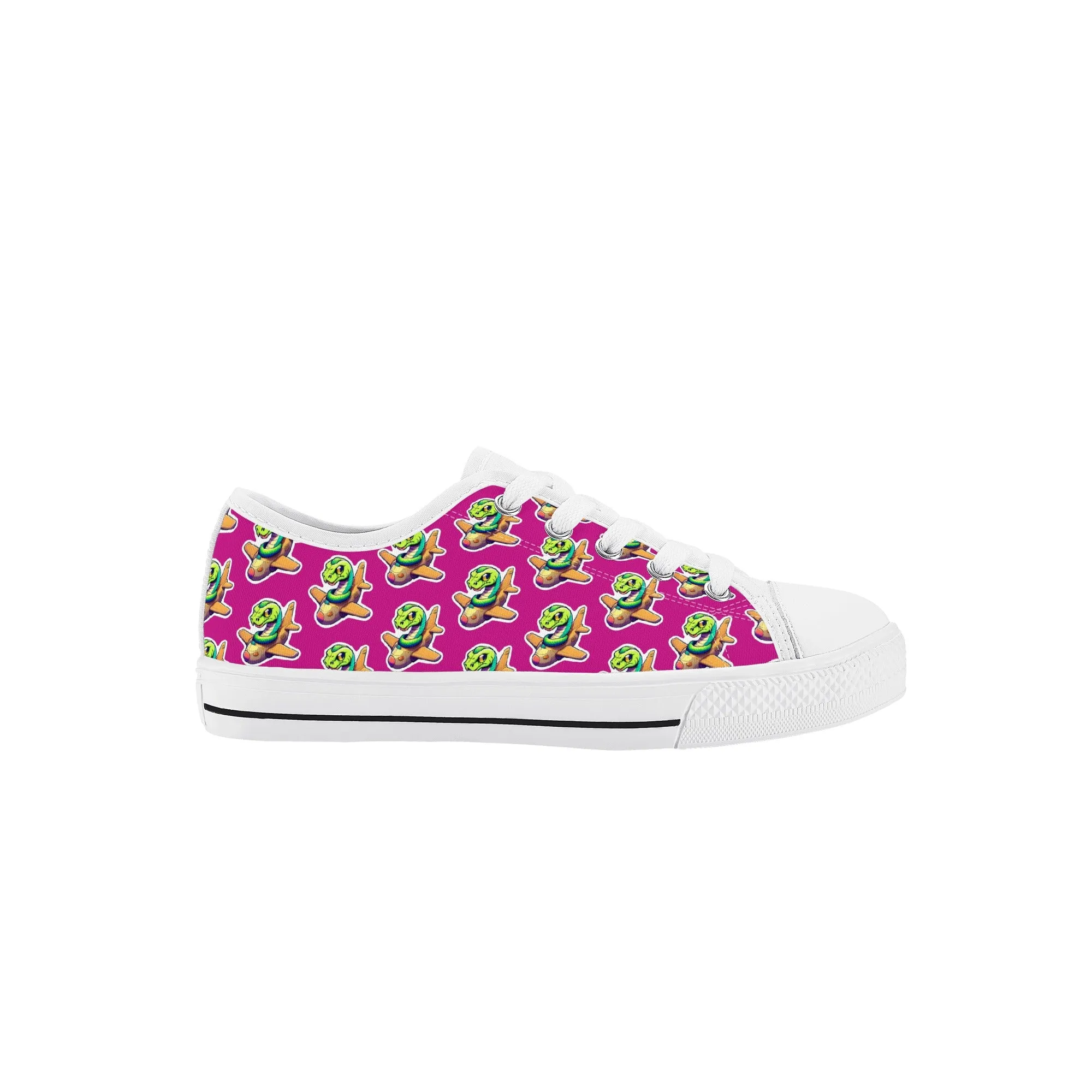 Snake On A Plane Kids Low Top Canvas Shoes