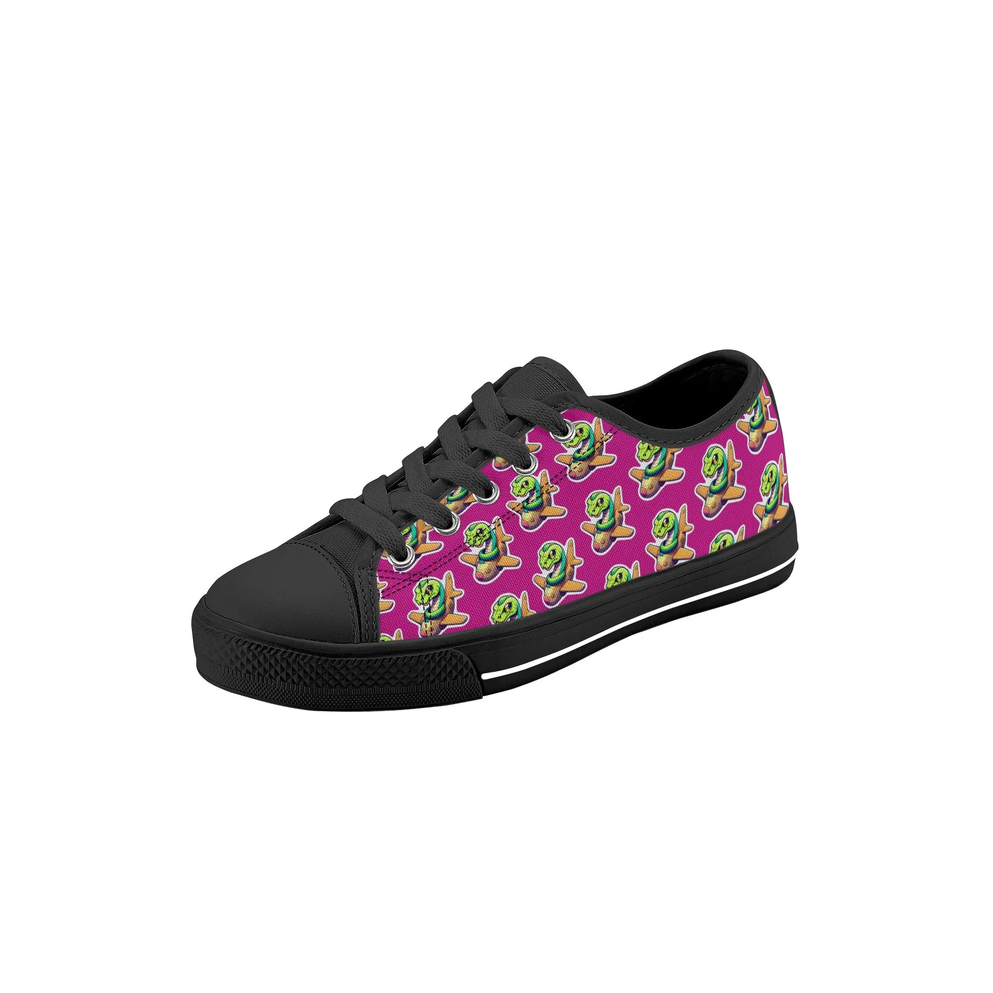Snake On A Plane Kids Low Top Canvas Shoes