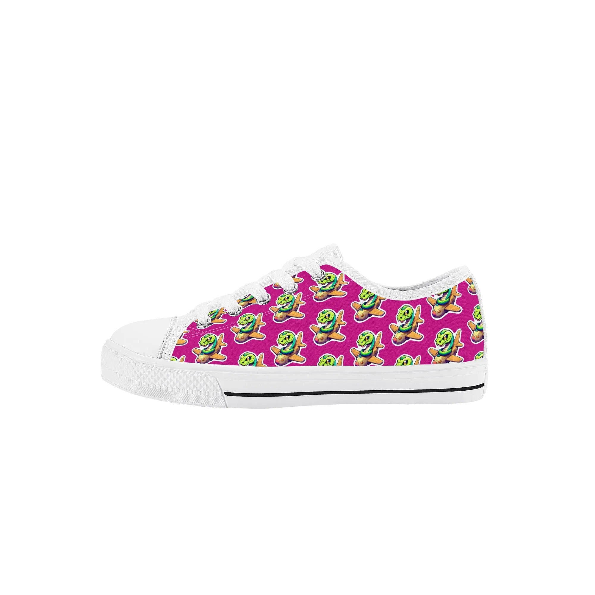 Snake On A Plane Kids Low Top Canvas Shoes