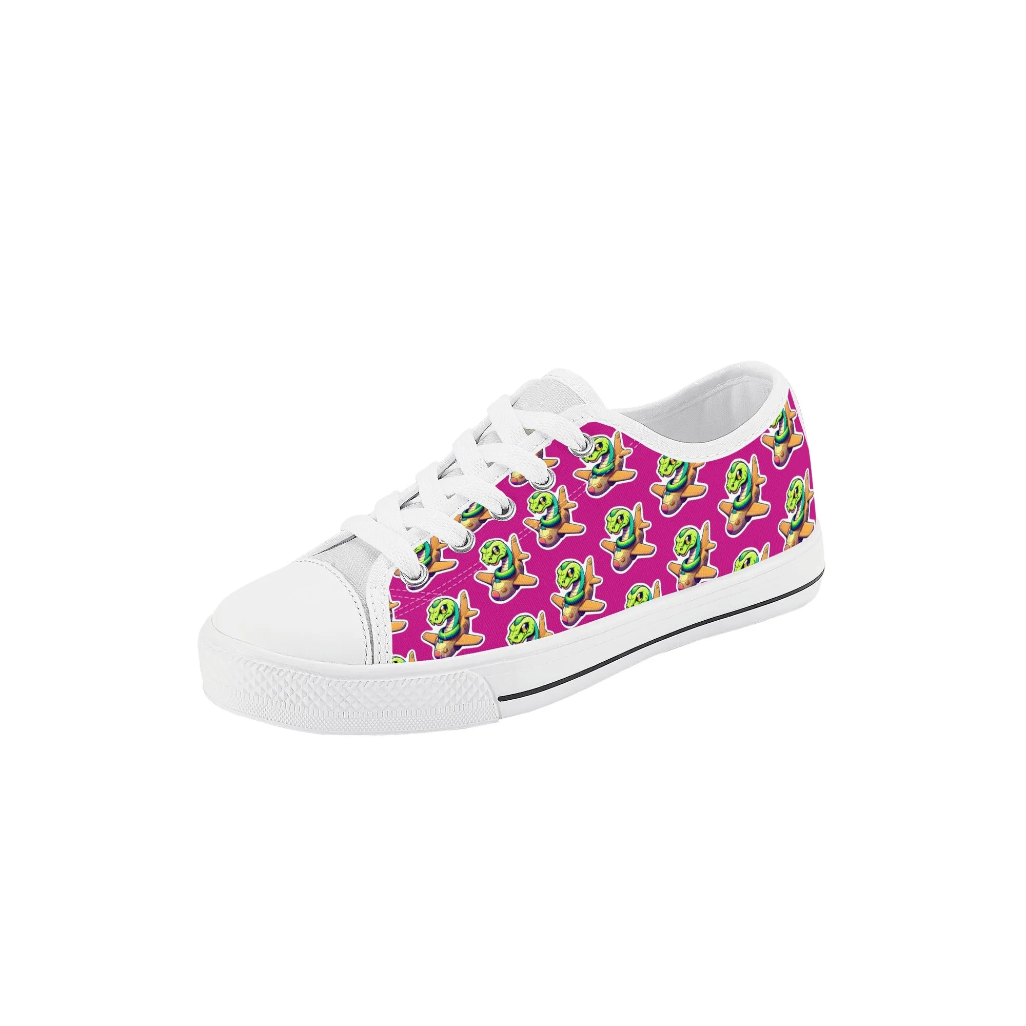 Snake On A Plane Kids Low Top Canvas Shoes
