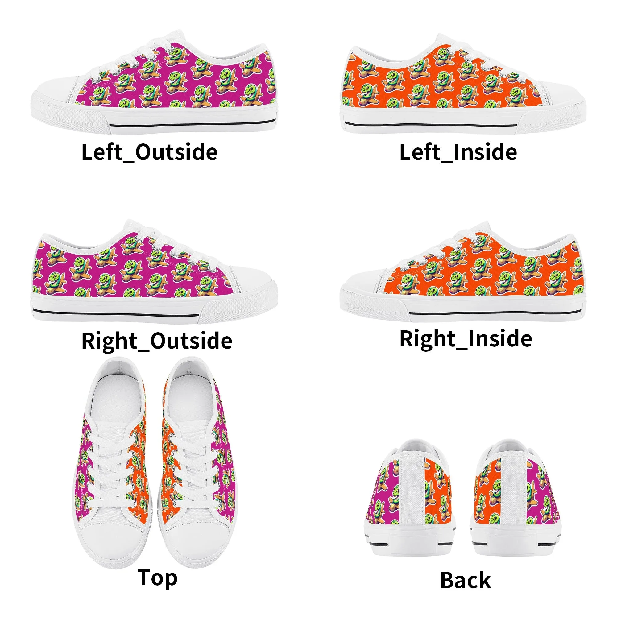 Snake On A Plane Kids Low Top Canvas Shoes