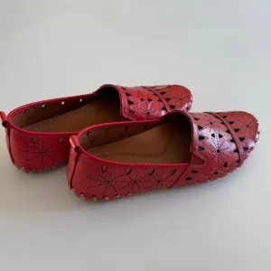 Spring Step- Red Leather Fusaro Loafer-Eyelet-Comfort-Spring- Women’s 37